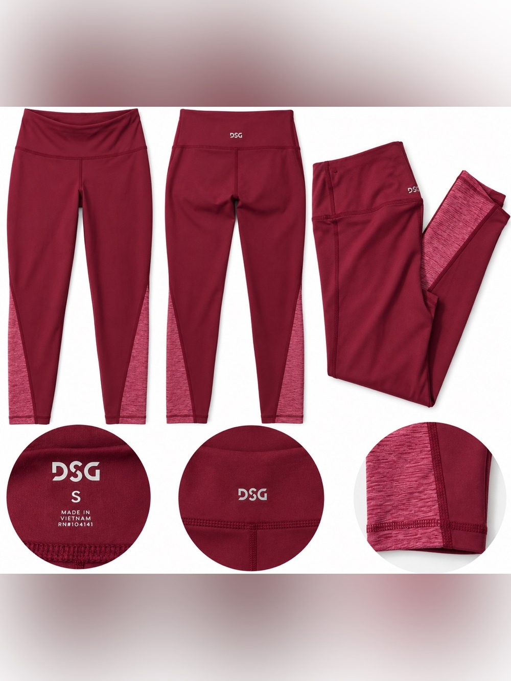 DSG Burgundy Leggings with Heathered Insets